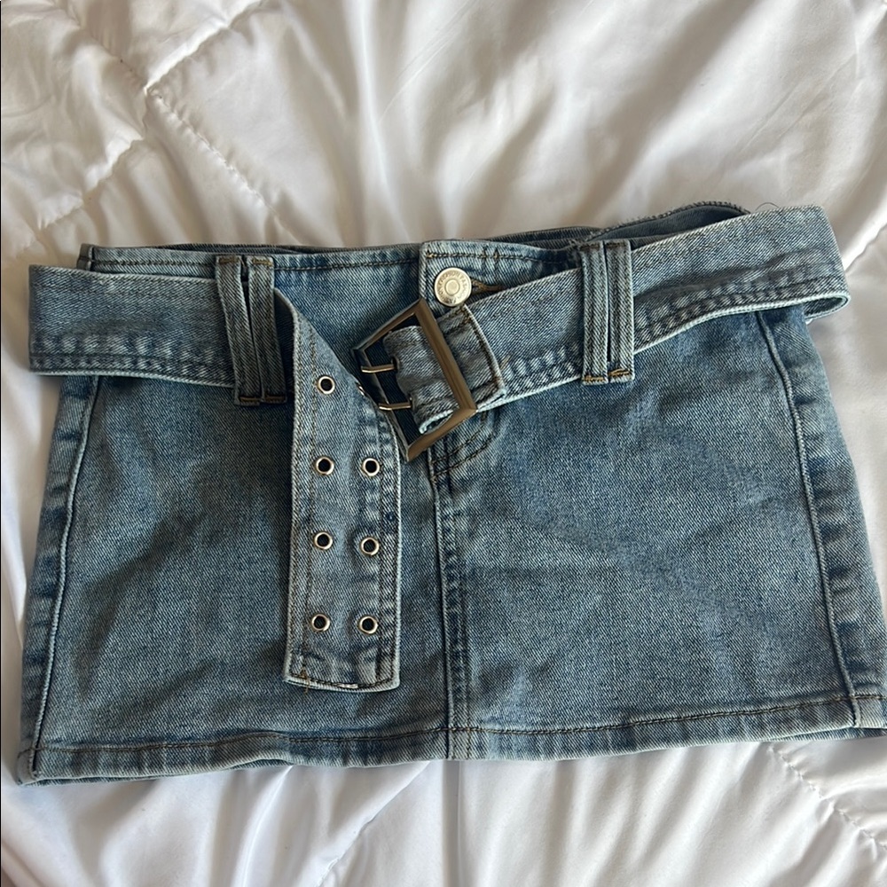 Fashion Nova Blue Denim Mini Skirt